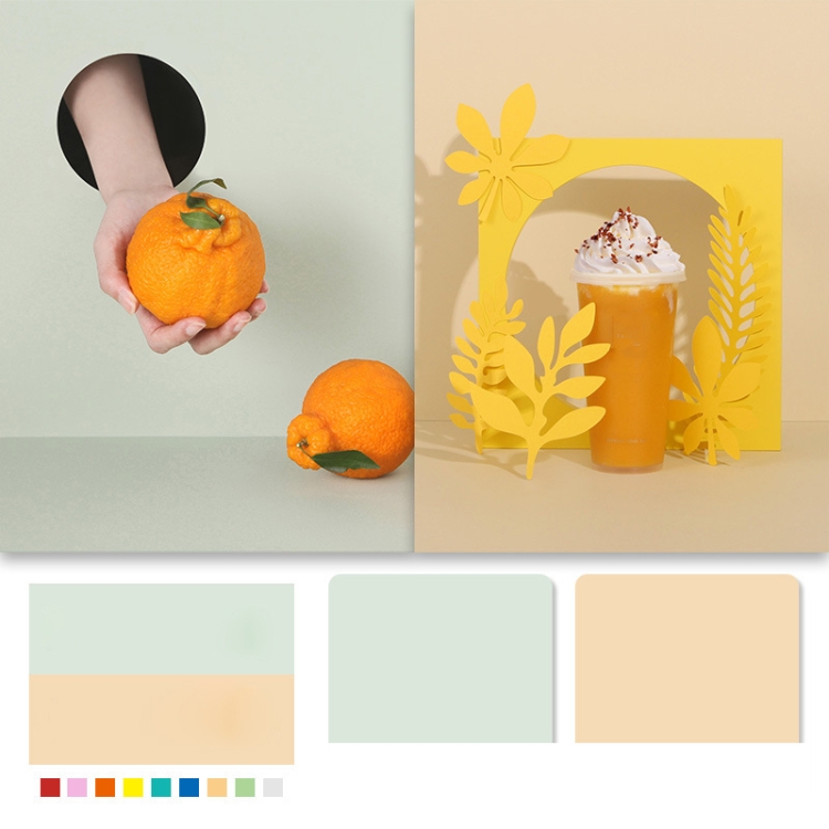 

60 X 60cm Non-Reflective Matte PVC Board Double-Sided Solid Color Photo Background Board Filming Photography Props(Green + Apricot)