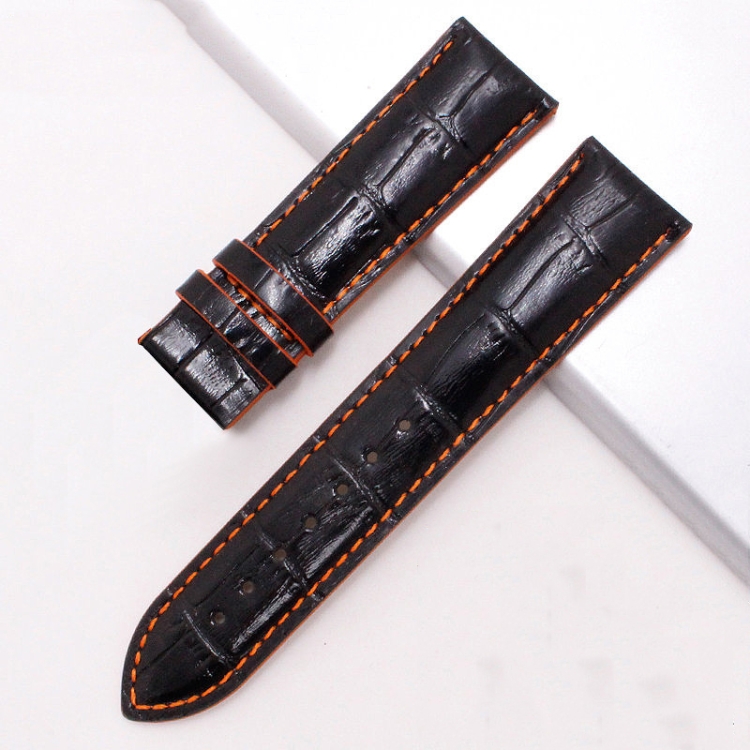 

MD005 First Layer Leather Watch Band For Mido MULTIFORT, Size: 23 x 20mm(Black Orange Line )
