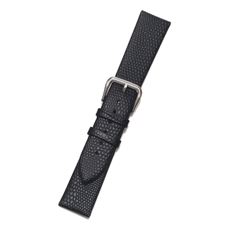 

Thin Watch Chain With Calfskin Lizard Pattern Strap, Size: Strap Width 18mm(Black Silver Pin Buckle)