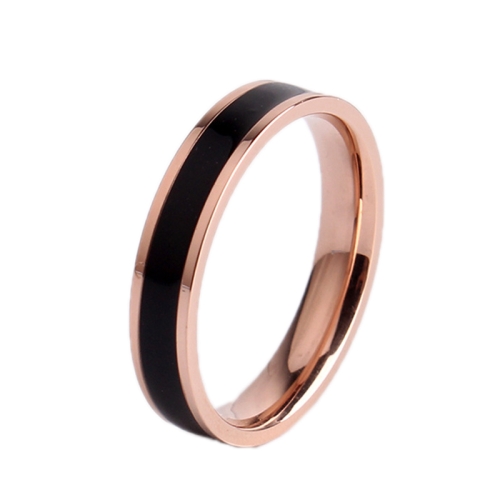 

4 PCS Simple Black White Epoxy Couple Ring Women Titanium Steel Ring Jewelry, Size: US Size 8(Black Glue Rose Gold)