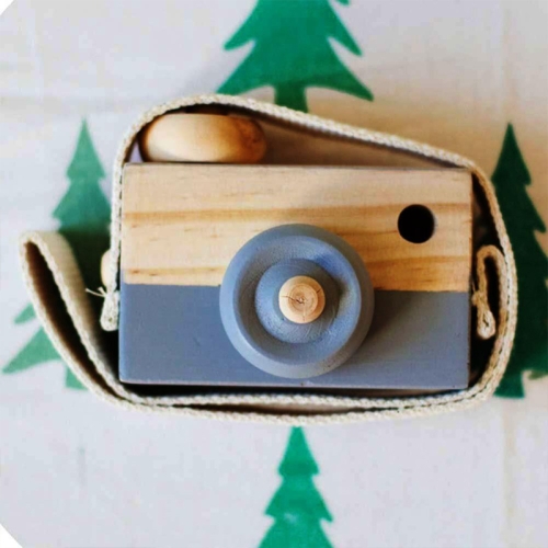 Cute Nordic Hanging Wooden Camera Toys for Kids(Gray)