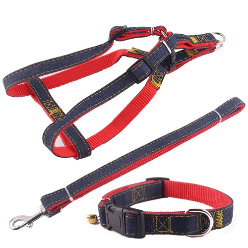 Denim Dog Harness And Leash Set