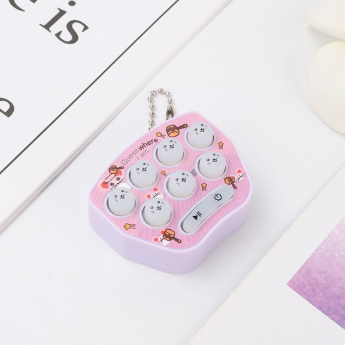 

4 PCS 58 Levels Cute Mini Hitting Hamster Game Machine Keychain Decompression Toy(Makaron Purple)