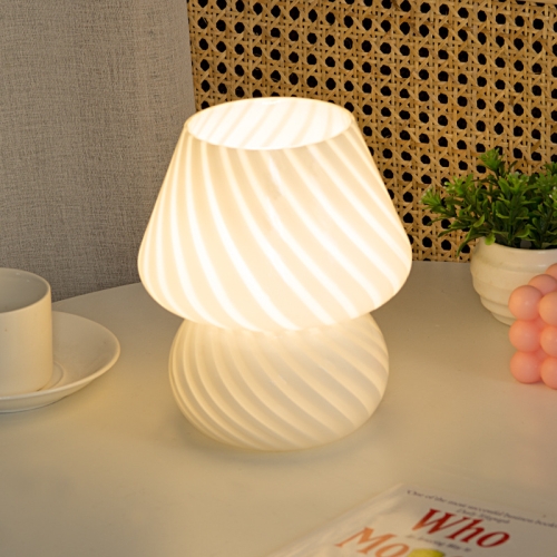 

PJ-104 5W Mushroom Glass Bedroom Bedside Table Decoration Table Lamp, CN Plug, Specification： Monochrome Warm Light