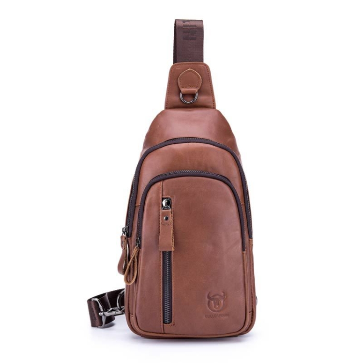 

BUFF CAPTAIN 100 Men Leather Crossbody Shoulder Bag First-Layer Cowhide Multi-Function Sports Casual Chest Bag(Yellow Brown)