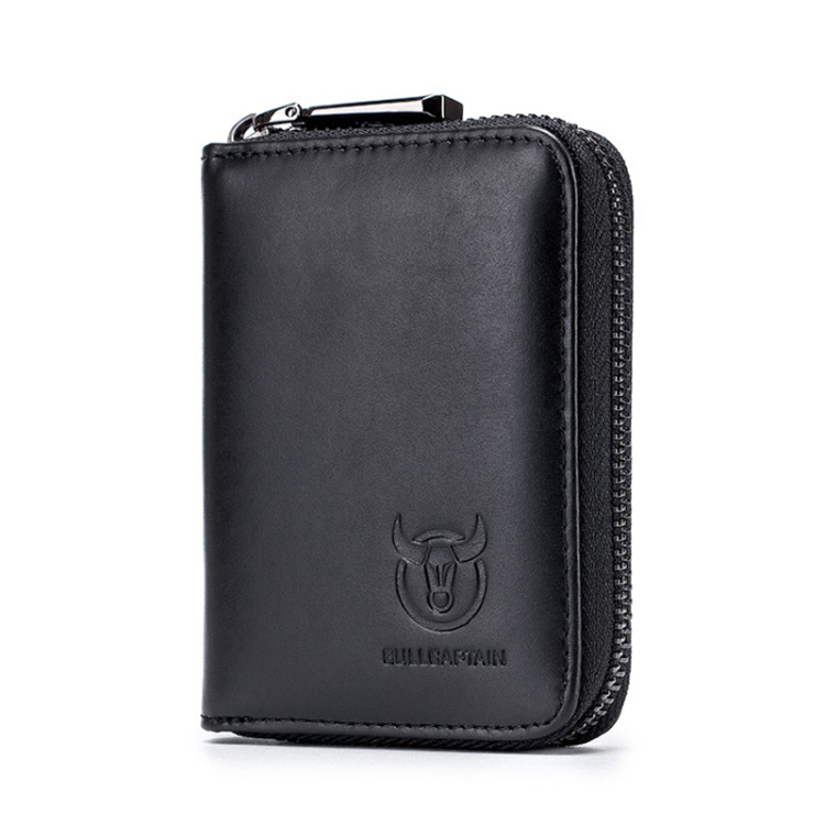 

BULL CAPTAIN 05 Head Layer Leather Card Bag Men Casual Leather Driver License Card Package(Black)