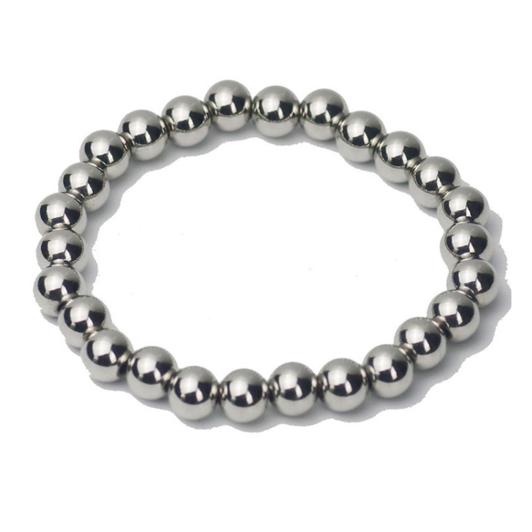 

3 PCS Silver Stainless Steel Round Bead Bracelet(6mm)