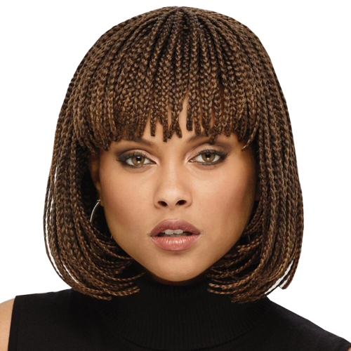 

B2622 Full Top Synthetic Headgear Braid Wig(Brown)