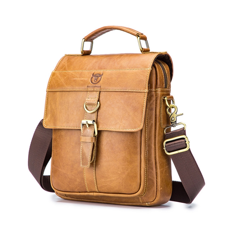 

BUFF CAPTAIN 302 First-Layer Cowhide Men Casual Shoulder Bag Leather Retro Briefcase(Yellow Brown)
