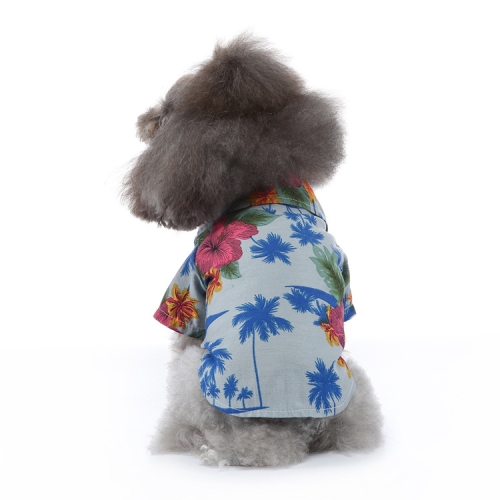 

2 PCS Pet Beach Shirt Dog Print Spring And Summer Clothes, Size: S(Sea Blue)