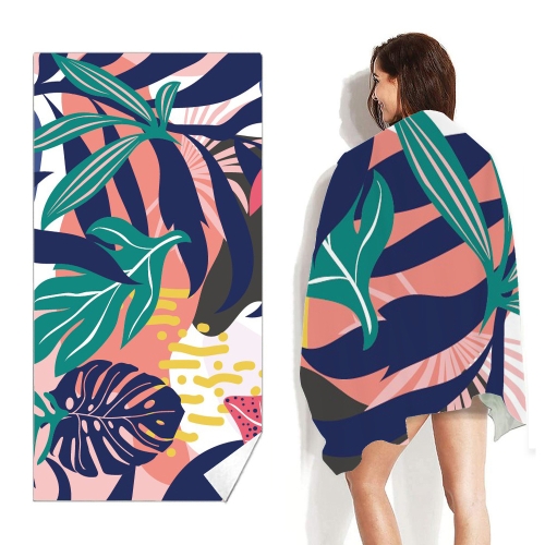 

Double-Faced Velvet Quick-Drying Beach Towel Printed Microfiber Beach Swimming Towel, Size: 160 x 80cm(Green Wild)