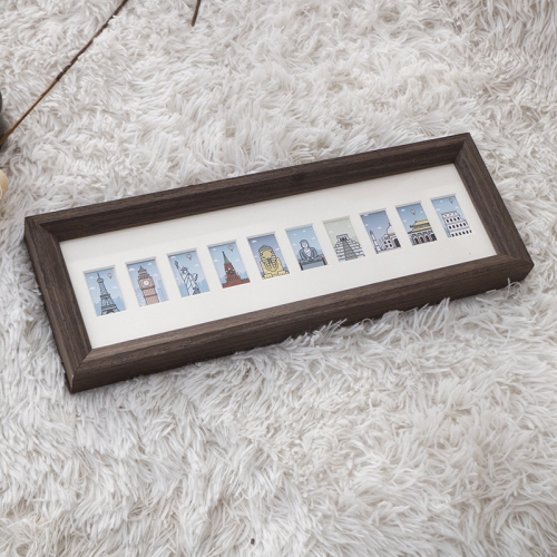 

Baby Registration Photo Set-Up Solid Wood Photo Frame Infant Anniversary Frame, Inner frame size: 2 Inch 10 Sheets(Vintage Brown)