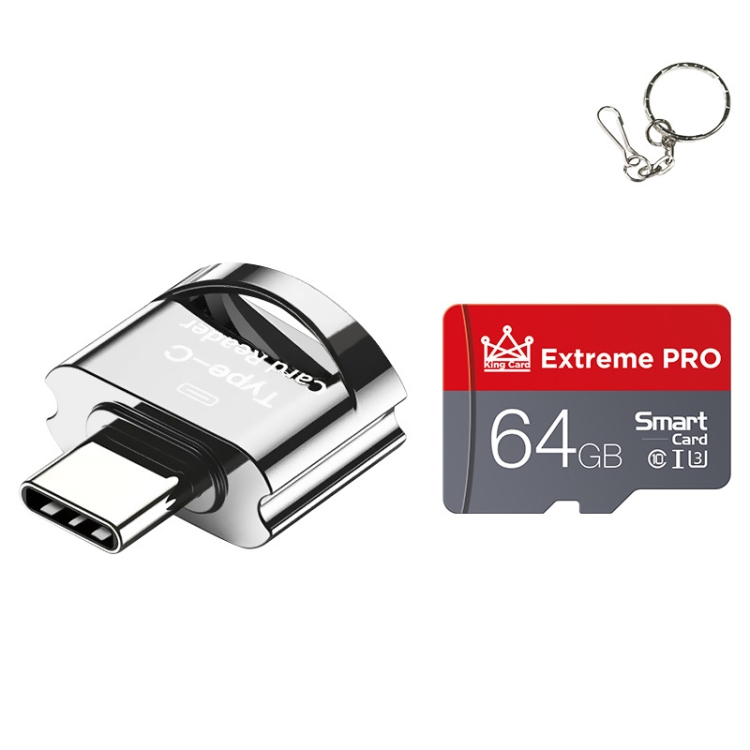 

C10 TYPE-C Interface Mobile Phone Memory Card, Capacity: 64GB(Silver Gray)