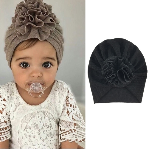 

5 PCS Baby Sun Flower Hedging Cap Solid Color Turban Hat, Size: One Size(Black)