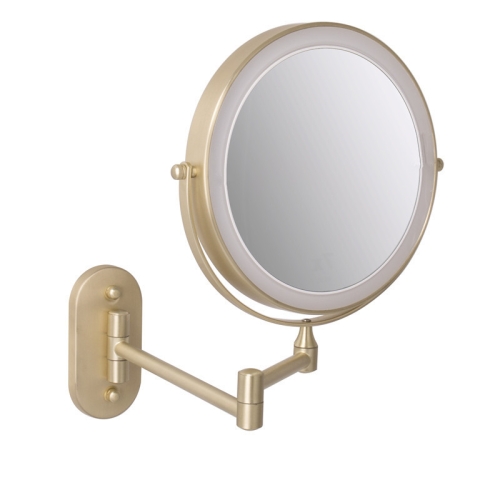 

8 Inch Wall-Mounted Double-Sided Makeup Mirror LED Three-Tone Light Bathroom Mirror, Colour: USB Charging Matte Gold(Triple Magnification)