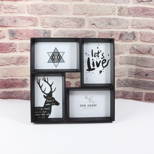 

4 Frames 6 Inch Wall Mounted Dual-Purpose Combination Photo Frame(Black)