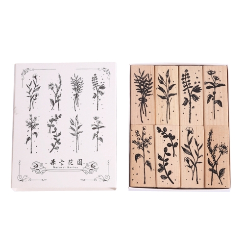 

2 Sets Plant Wood Seal Retro Hand Account DIY Decorative Printing Set(Mika Garden)