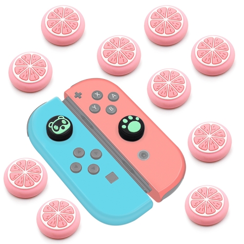 

10 PCS Silicone Rocker Cap Button Cap 3D Protective Cap For Nintendo Switch/Lite Joycon(Lemon Pink)