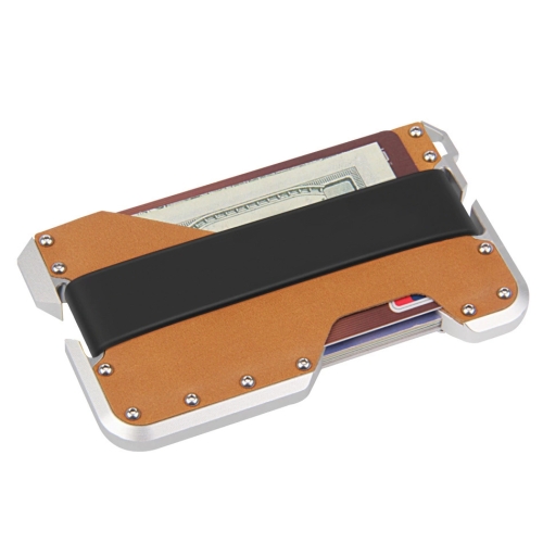 JK02 Metal Card Holder RFID Anti-Theft  Leather Wallet EDC Multifunctional Stainless Steel Aluminum Alloy Card Holder(Silver + Khaki  + Black )