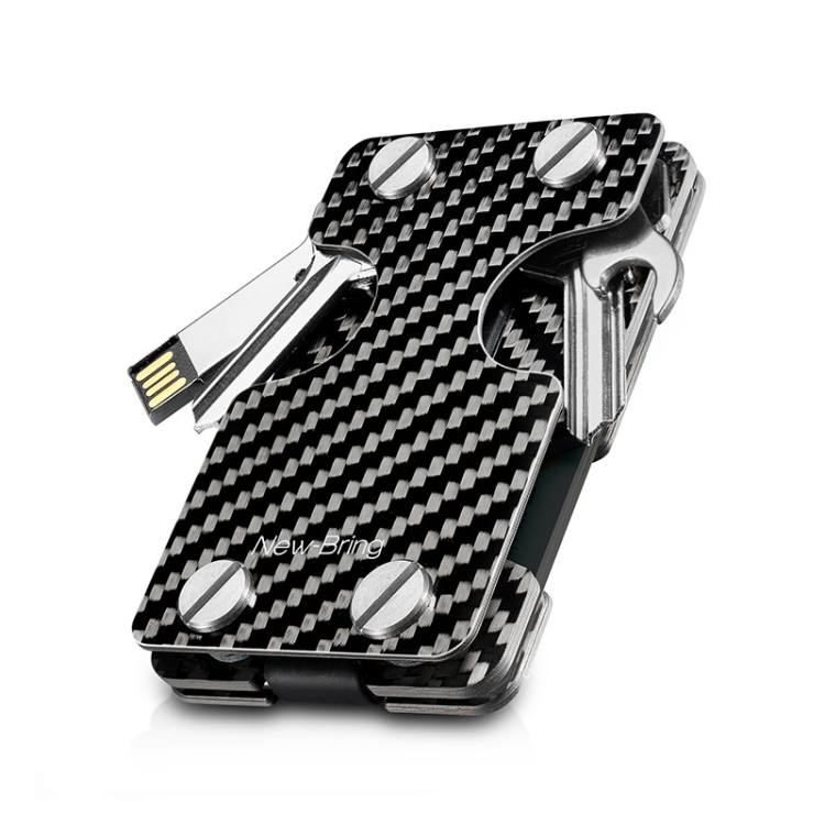 

New-Bring Metal Card Holder Multifunctional EDC Wallet Can Store Keys & U Disk(Carbon Fiber)