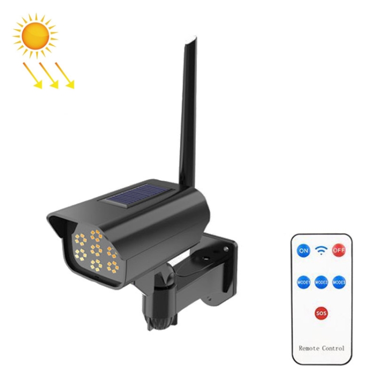 

Solar Sensor LED Wall Light Simulation Surveillance Camera Glare Anti-Thief Street Lamp, Style: Remote Control (35LED Black)