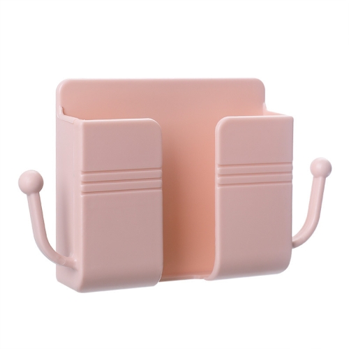 

10 PCS Wall-Mounted Remote Control Storage Box Bedside Mobile Phone Charging Stand(Pink)