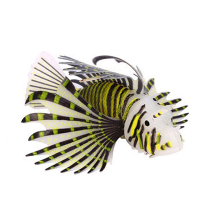 Fish Tank Landscaping Ornament Silicone Nightlight Simulation Colorful Lion Fish(Black)