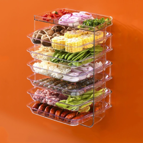 Multi-Function Punch-Free Multilayer Side Dish Kitchen Stacking Storage Rack, Specification: Transparent 6-layer