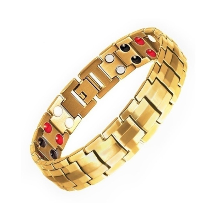 

2 PCS Double Row Magnet Magnetic Therapy Bracelet For Men, Colour: Gold