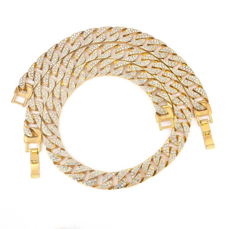 

2 PCS TZ100 Hip Hop Cuban Necklace Clothes Accessories For Men, Colour: Golden 24 Inches