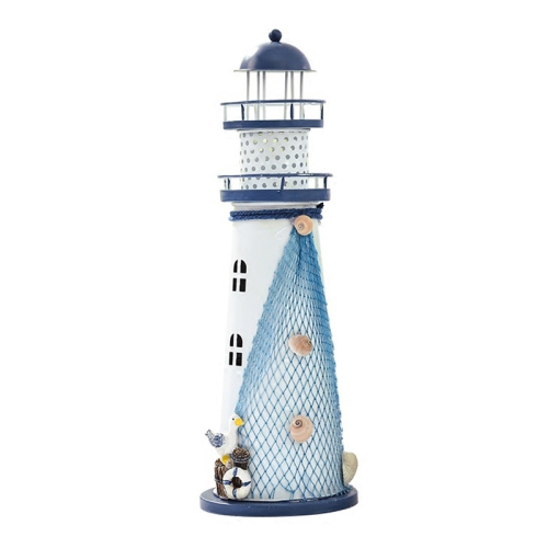 

2 PCS Mediterranean Style Flashing Ocean Tin Lighthouse Home Decoration Crafts, Style Random Delivery M1021 Large 30cm