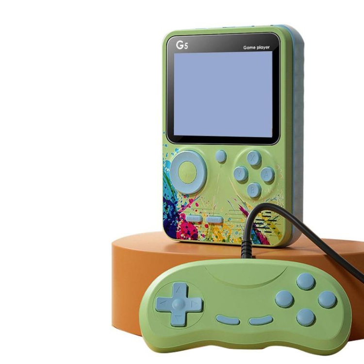 

G5 Retro Children Macaron Handheld Game Console Color Screen Built-In 500 Games, Style: Double (Green)