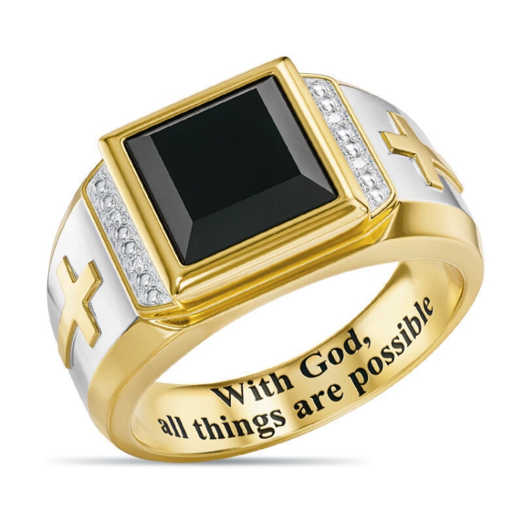 

5 PCS 18K Gold Cross Ring Thorns Crown Diamond Ring For Men, Size: 11