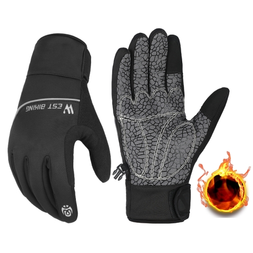 WEST BIKING YP0211220 Winter Warm Fleece Ski Gloves Silicone Non-Slip Riding Gloves, Size: L(Black)