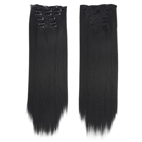 

6 In 1 60cm Card Hair Extension Piece 16 Card Long Straight Hair Wig Piece, Color: 1.1B