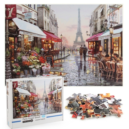 

1000 Pieces Adult Puzzles Scenic Spots Series Pape Puzzle Toy(Flower Street)