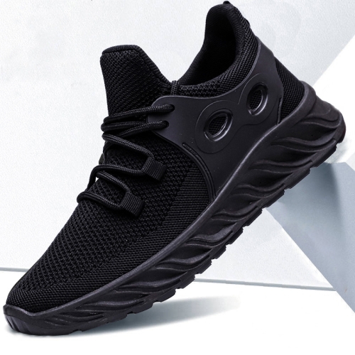 

XKDF Flying Weaving Comfortable Male Sports Shoes Spring Soft Sole Men Running Shoes, Size: 39(Black)