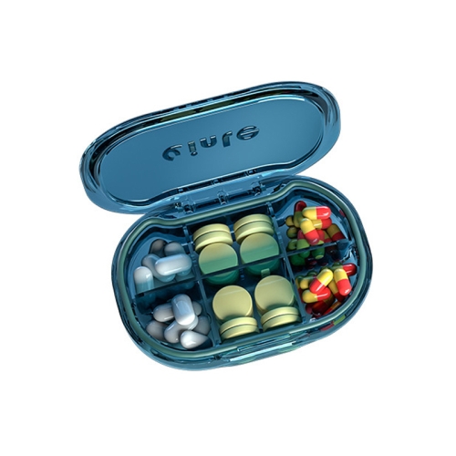

einle 8258 Travel Portable Mini Pill Box Sealed Moisture-Proof Dispensed Pill Box Plastic Storage Box, Size: 6 Grid(Blue)