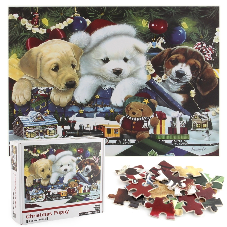 

1000 Piece Adult Puzzle Christmas Theme Paper Puzzle Toy(Christmas Puppy )