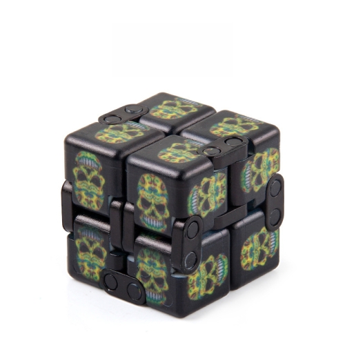 

3 PCS Unlimited Magics Cube Colorful UV Printing Pocket Magic Cube Variety Folding Fingertip Magic Cube Decompression Toy(NO.168-8-34 Yellow Skull)