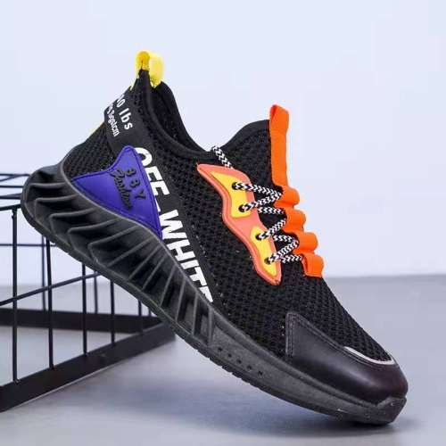 

KL-1 Men Casual Sports Shoes Flying Weave Breathable Running Shoes, Size: 44(Black)