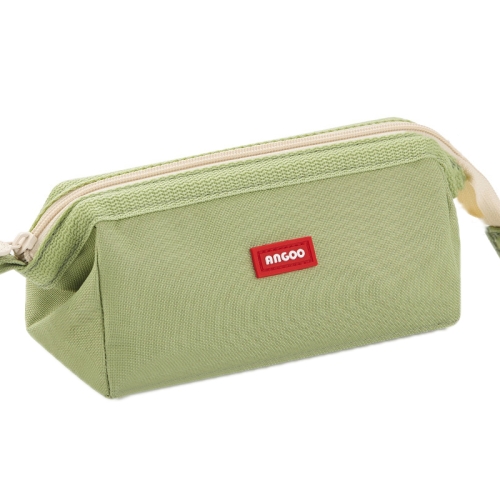 ANGOO Large-Capacity Student Stationery Bag Pure Color Simple Boat Shape Pencil Case(Green)