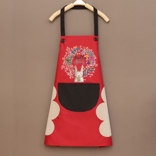 

2 PCS Household Antifouling And Waterproof Apron Kitchen Cartoon Apron(Red Black)