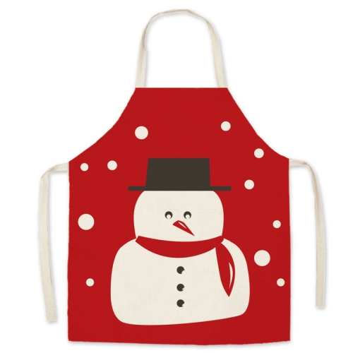 

2 PCS Christmas Linen Apron Parent-Child Set, Specification: 45x56cm(Snowman)