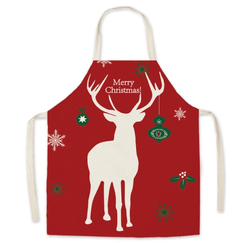 

2 PCS Christmas Linen Apron Parent-Child Set, Specification: 45x56cm(Deer)