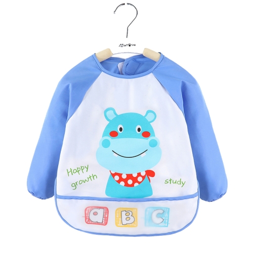 

2 PCS Baby Eating Gown Children Waterproof Apron, Colour: Long-sleeved Hippo(90cm)