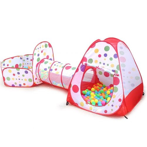 

3 in 1 Children Tent Play House Tunnel Foldable Shooting Ocean Ball Pool Toy(Red)