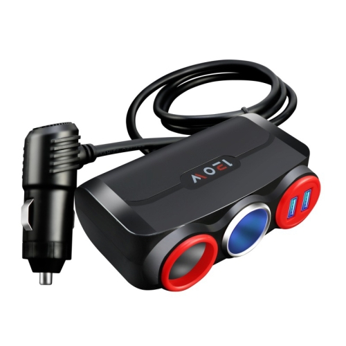Car-Zigarettenanzünder Multifunktions-Mobiltelefon-Ladung USB-Car-Ladung 12  / 24V Adapterstecker (schwarz rot)