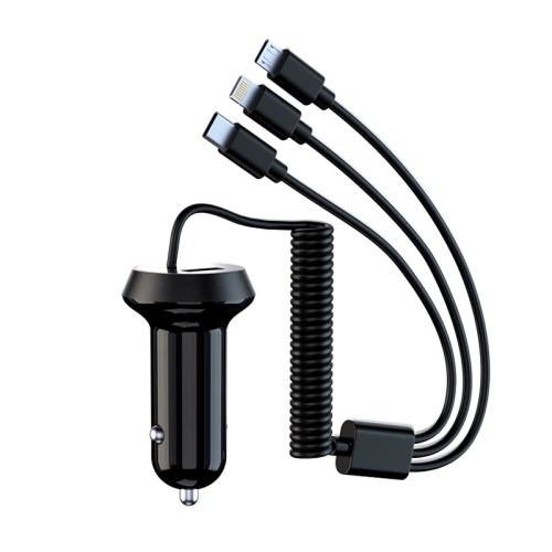 

R3XK 1 In 3 Digital Display Car Charger QC3.0 Fast Charging Multifunctional Cigarette Lighter, Model: 17w(Black)