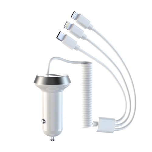 

R3XK 1 In 3 Digital Display Car Charger QC3.0 Fast Charging Multifunctional Cigarette Lighter, Model: 17w(White)